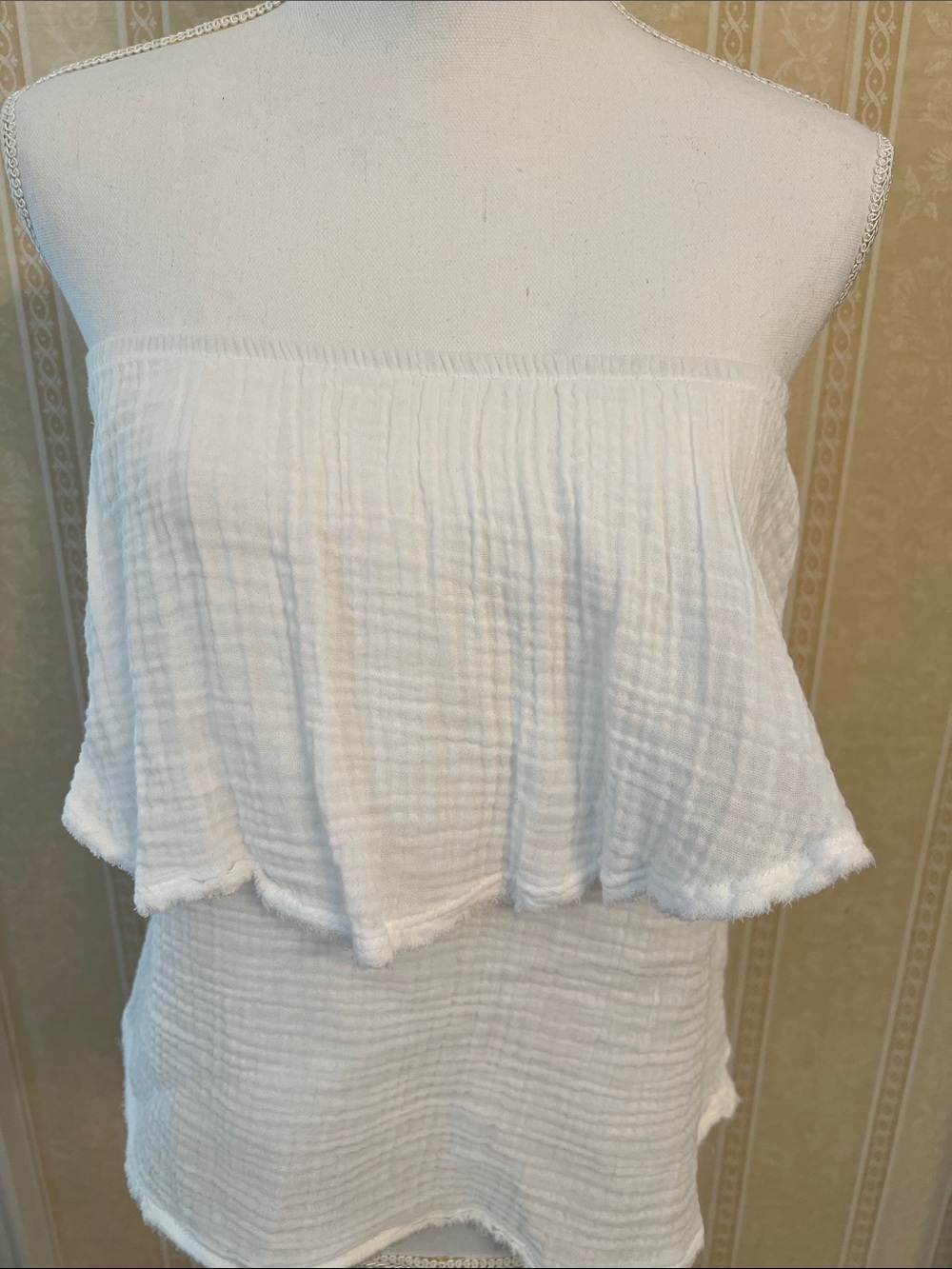 NWT Michael Stars Off-Shoulder White Ruffled Gauze Top